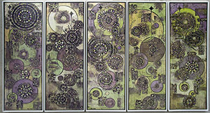 Image of textured painting, Purple and Green by Paul Bozzo.